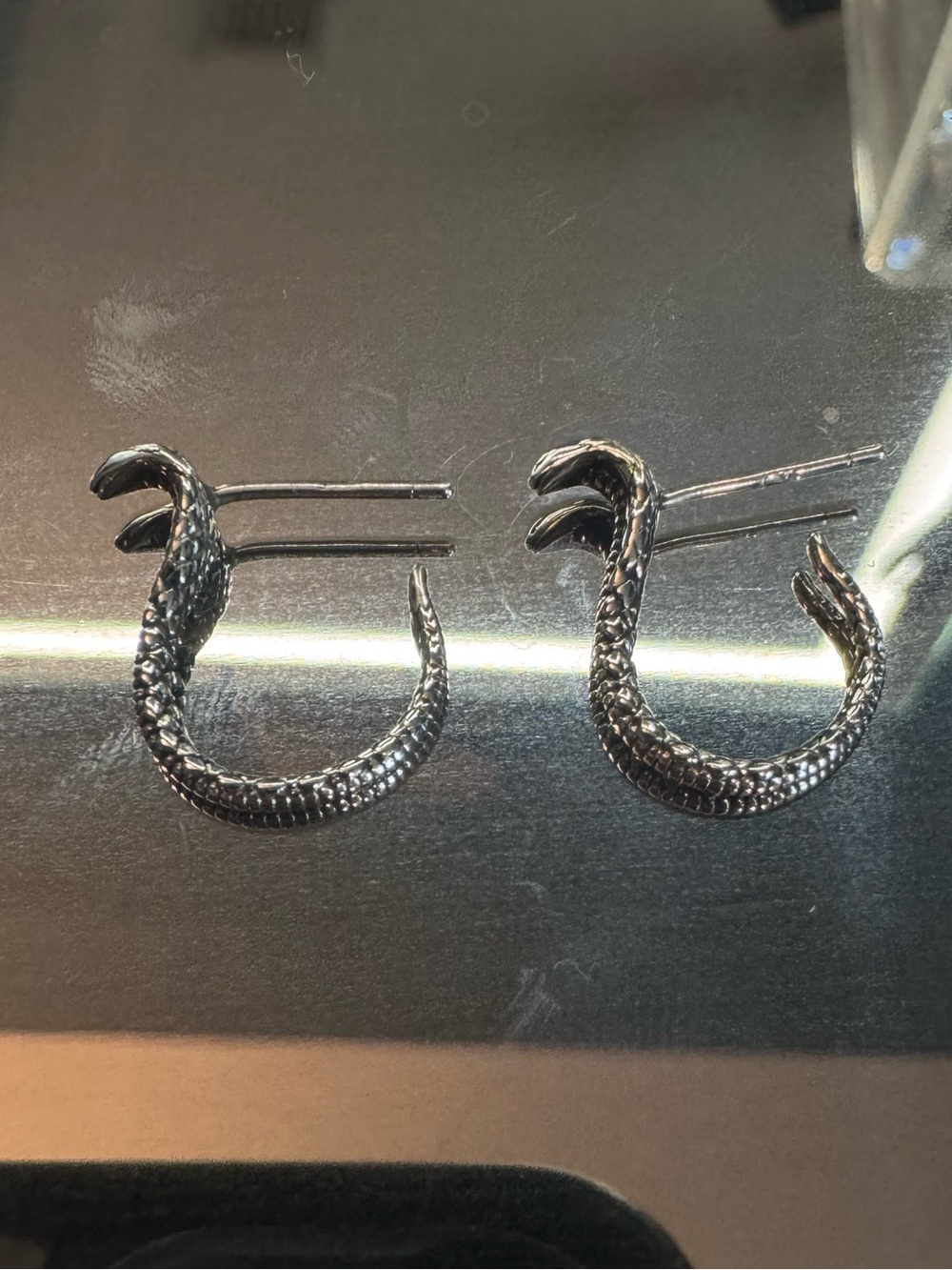 Sterling Silver Snake Earrings View 2